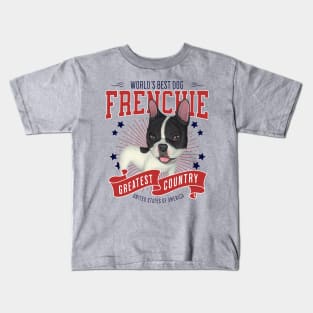 Black & White French Bulldog USA Kids T-Shirt